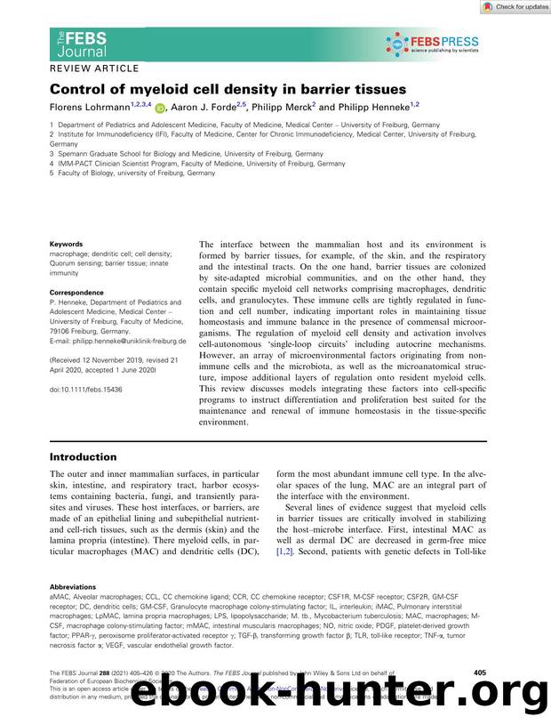 Control of myeloid cell density in barrier tissues by Unknown