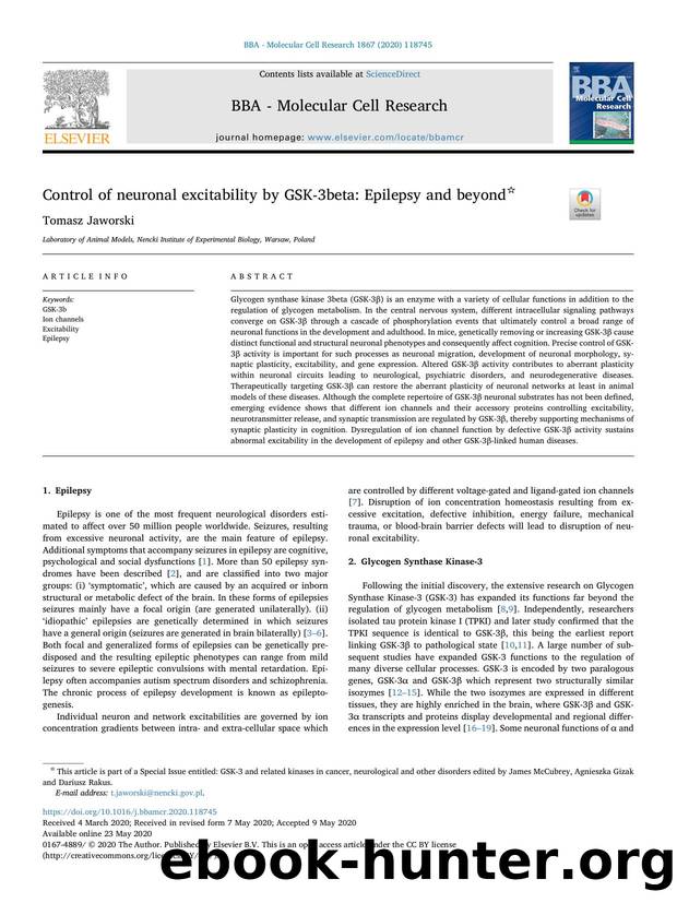 Control of neuronal excitability by GSK-3beta_ Epilepsy and beyond by Tomasz Jaworski