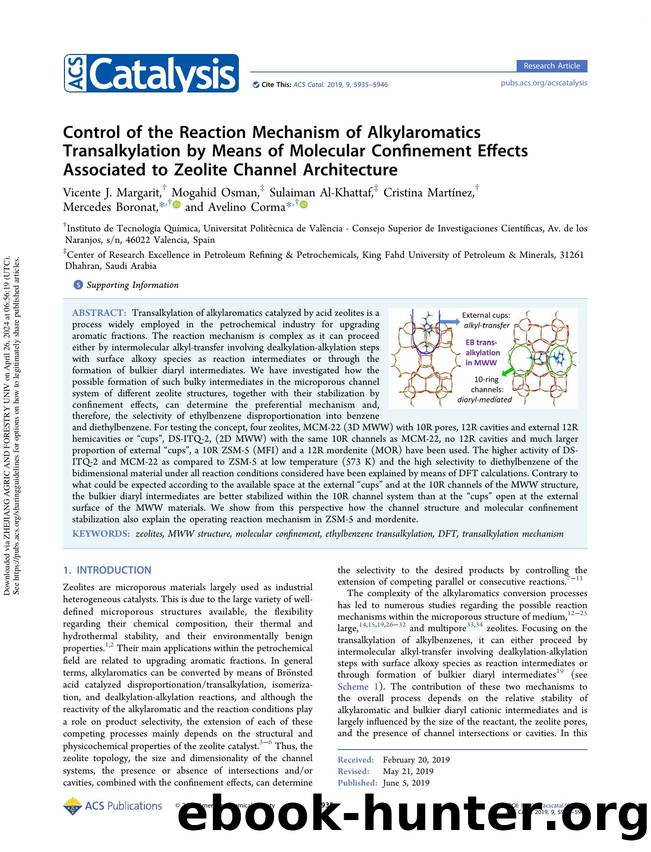 Control of the Reaction Mechanism of Alkylaromatics Transalkylation by Means of Molecular Confinement Effects Associated to Zeolite Channel Architecture by unknow