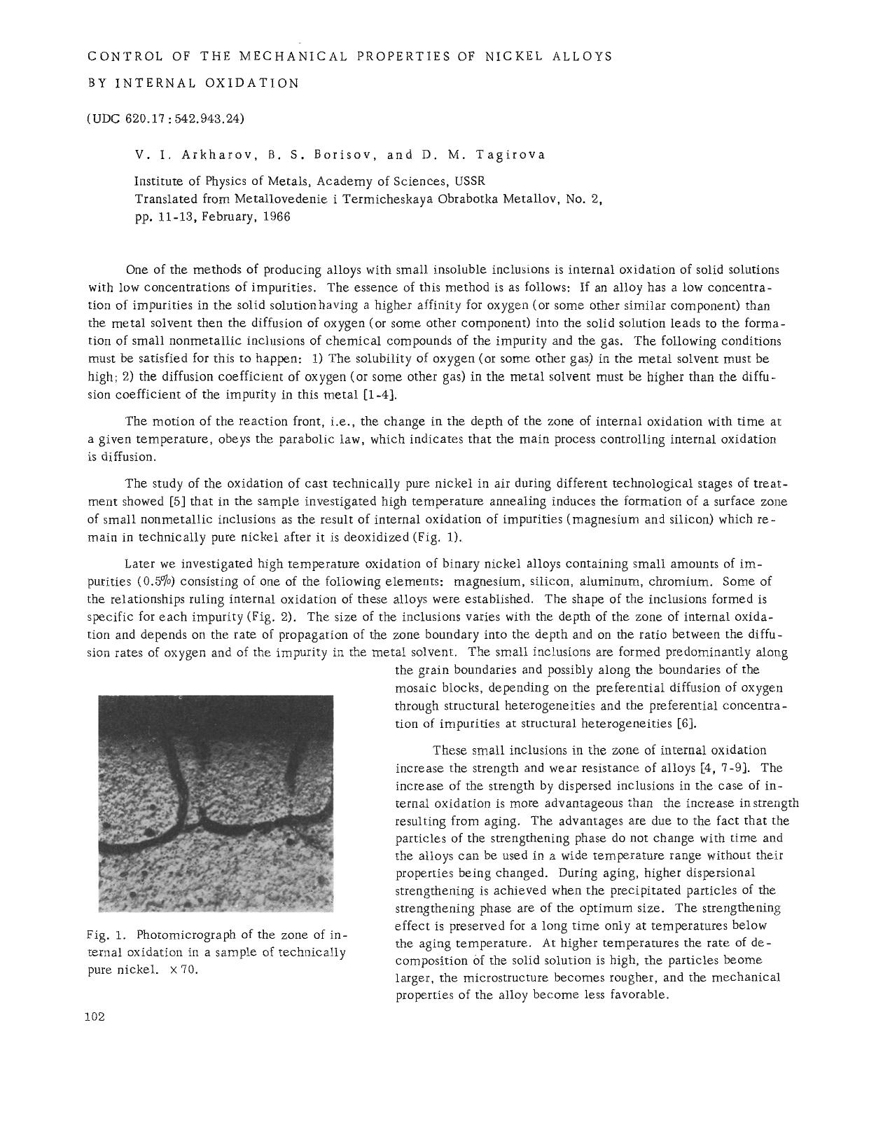 Control of the mechanical properties of nickel alloys by internal oxidation by Unknown