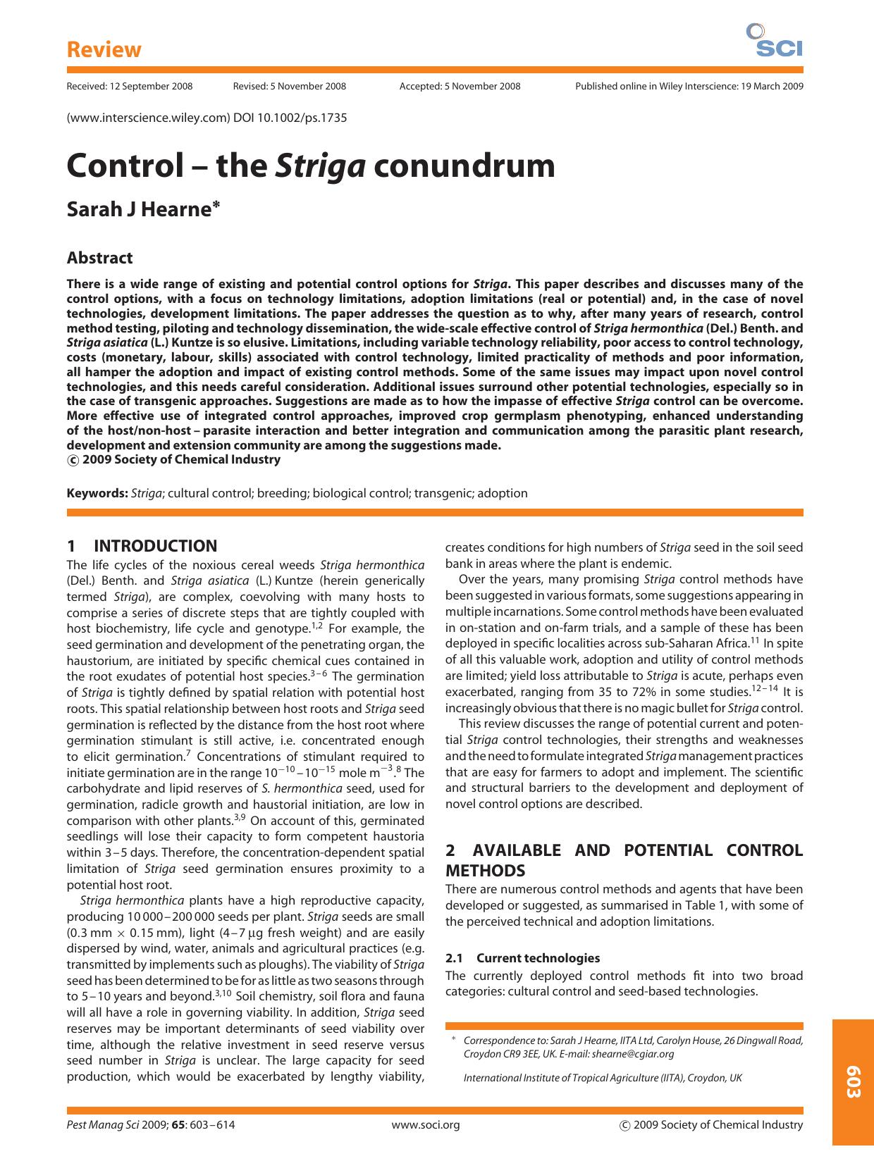Control-the Striga conundrum by Unknown