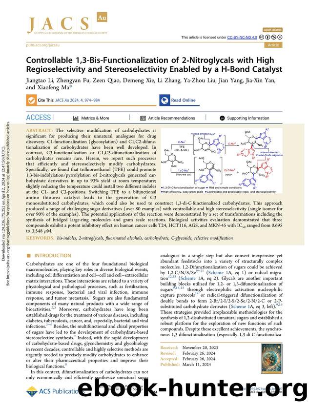 Controllable 1,3-Bis-Functionalization of 2-Nitroglycals with High Regioselectivity and Stereoselectivity Enabled by a H-Bond Catalyst by unknow