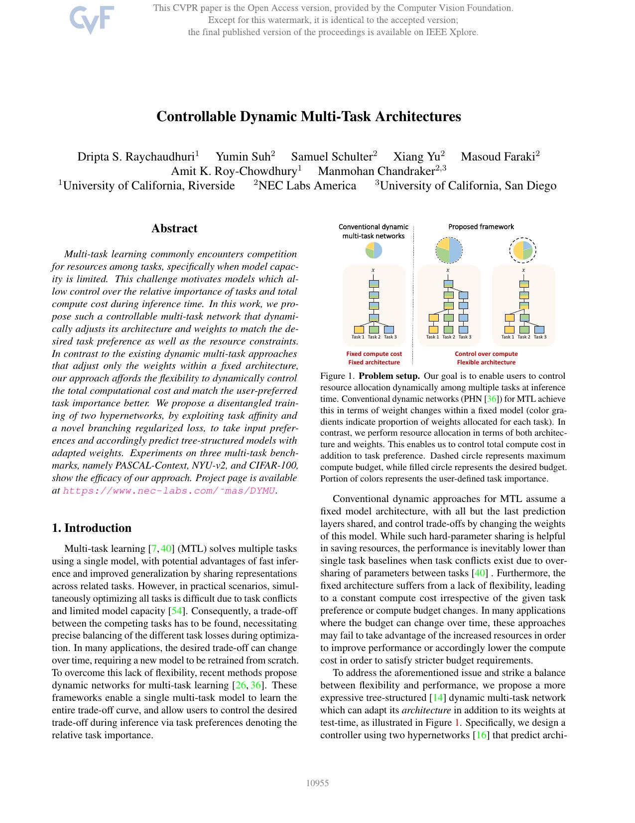 Controllable Dynamic Multi-Task Architectures by unknow