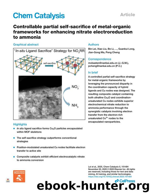 Controllable partial self-sacrifice of metal-organic frameworks for enhancing nitrate electroreduction to ammonia by unknow