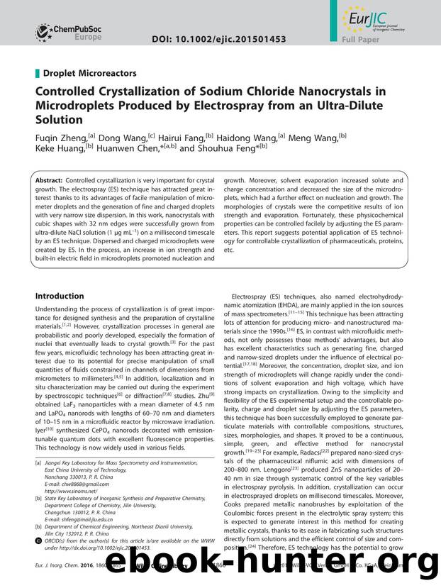 Controlled Crystallization of Sodium Chloride Nanocrystals in Microdroplets Produced by Electrospray from an UltraDilute Solution by Unknown