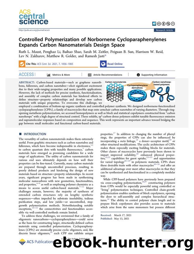 Controlled Polymerization of Norbornene Cycloparaphenylenes Expands Carbon Nanomaterials Design Space by unknow