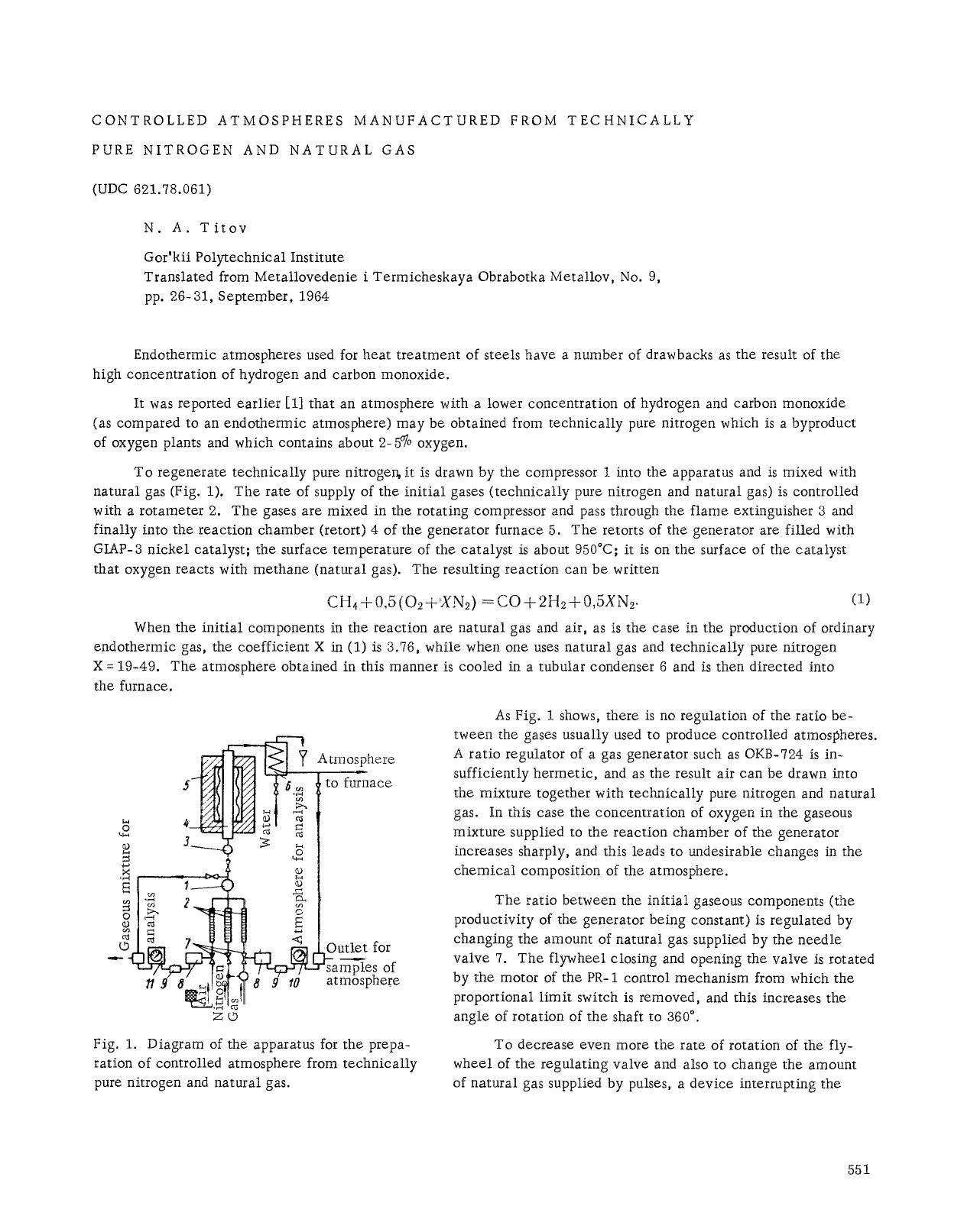 Controlled atmospheres manufactured from technically pure nitrogen and natural gas by Unknown