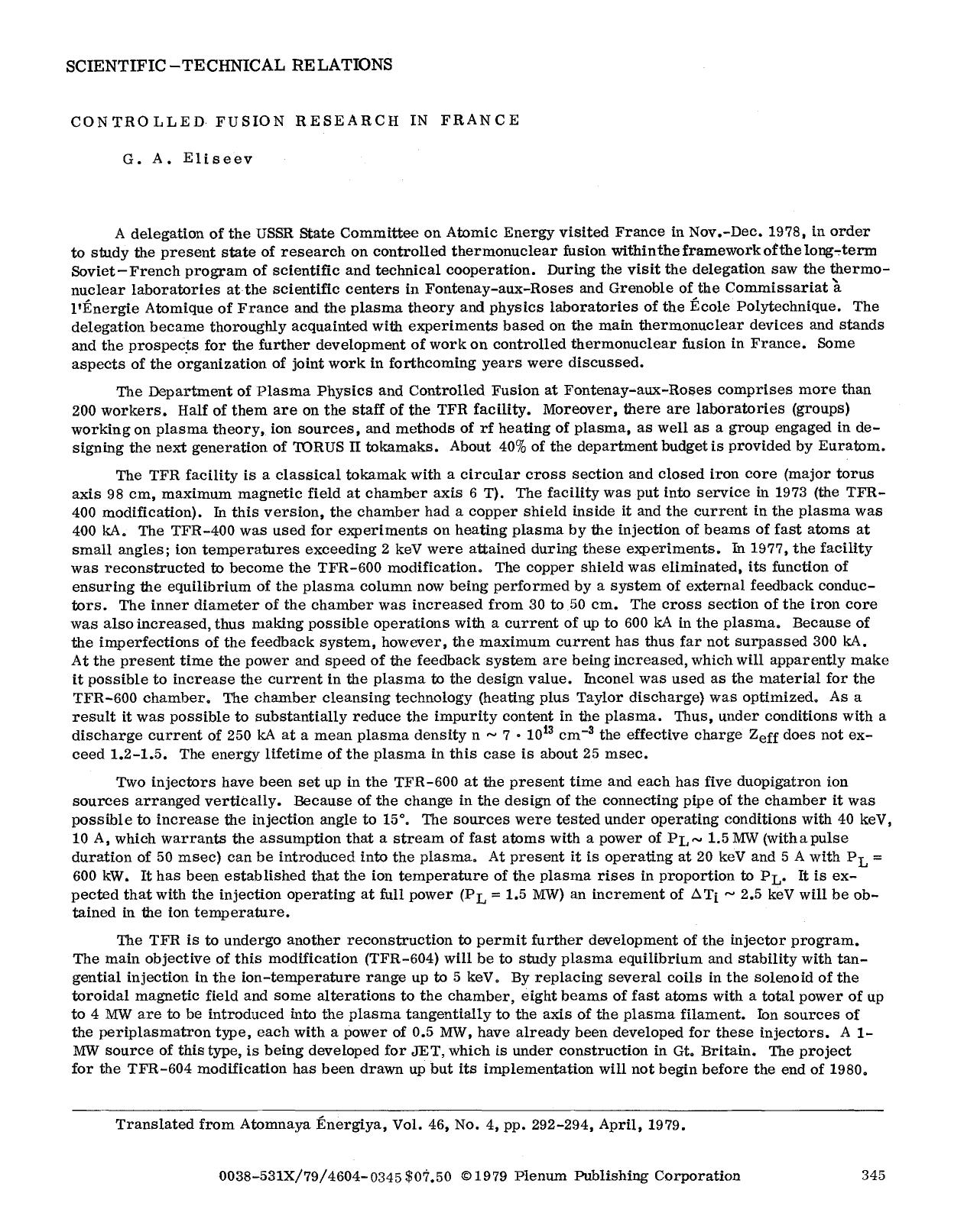 Controlled fusion research in France by Unknown