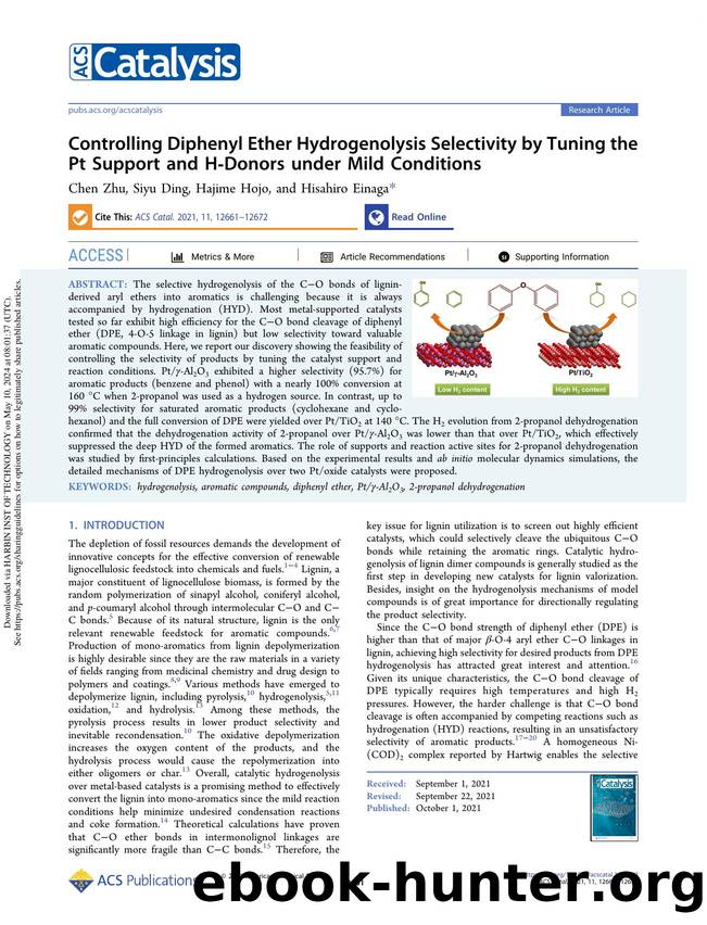 Controlling Diphenyl Ether Hydrogenolysis Selectivity by Tuning the Pt Support and H-Donors under Mild Conditions by Chen Zhu Siyu Ding Hajime Hojo & Hisahiro Einaga