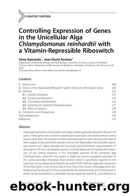 Controlling Expression of Genes in the Unicellular Alga Chlamydomonas reinhardtii with a Vitamin-Repressible Riboswitch by Silvia Ramundo & Jean-David Rochaix