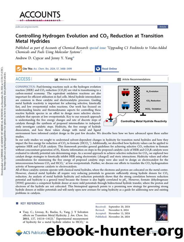 Controlling Hydrogen Evolution and CO2 Reduction at Transition Metal Hydrides by Andrew D. Cypcar & Jenny Y. Yang