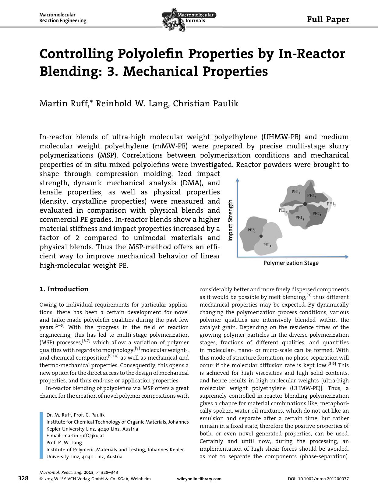 Controlling Polyolefin Properties by InReactor Blending: 3. Mechanical Properties by Unknown