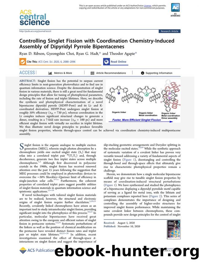 Controlling Singlet Fission with Coordination Chemistry-Induced Assembly of Dipyridyl Pyrrole Bipentacenes by unknow