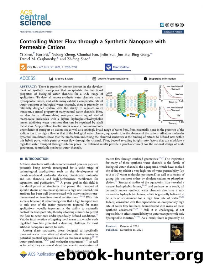Controlling Water Flow through a Synthetic Nanopore with Permeable Cations by unknow