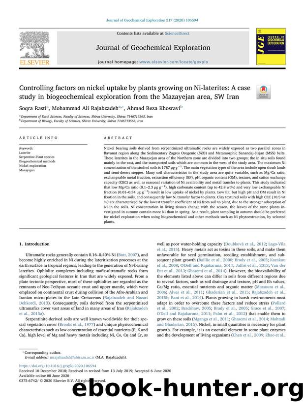 Controlling factors on nickel uptake by plants growing on Ni-laterites_ A case study in biogeochemical exploration from the Mazayejan area, SW Iran by Soqra Rasti & Mohammad Ali Rajabzadeh & Ahmad Reza Khosravi