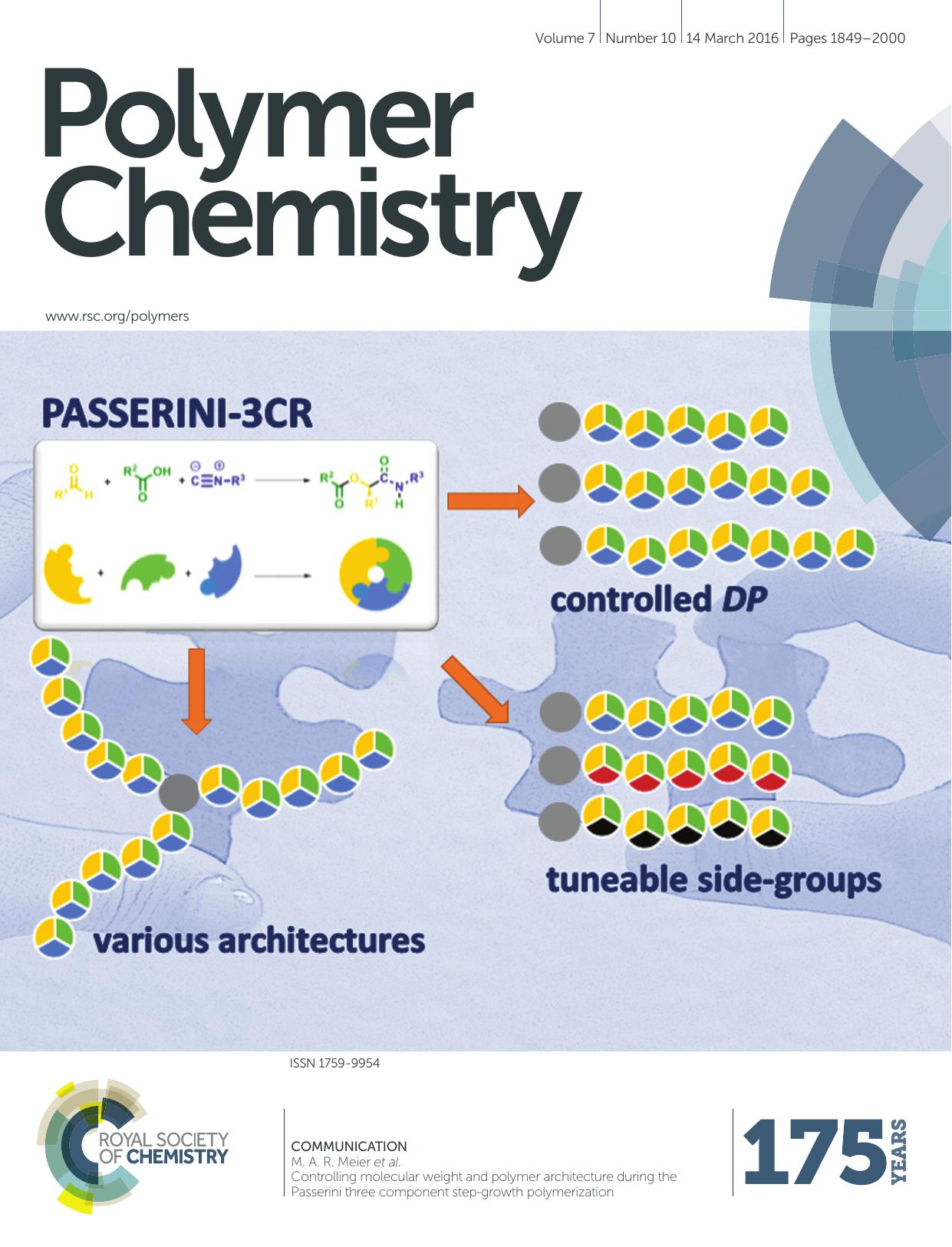 Controlling molecular weight and polymer architecture during the Passerini three component step-growth polymerization by S. Oelmann S. C. Solleder M. A. R. Meier