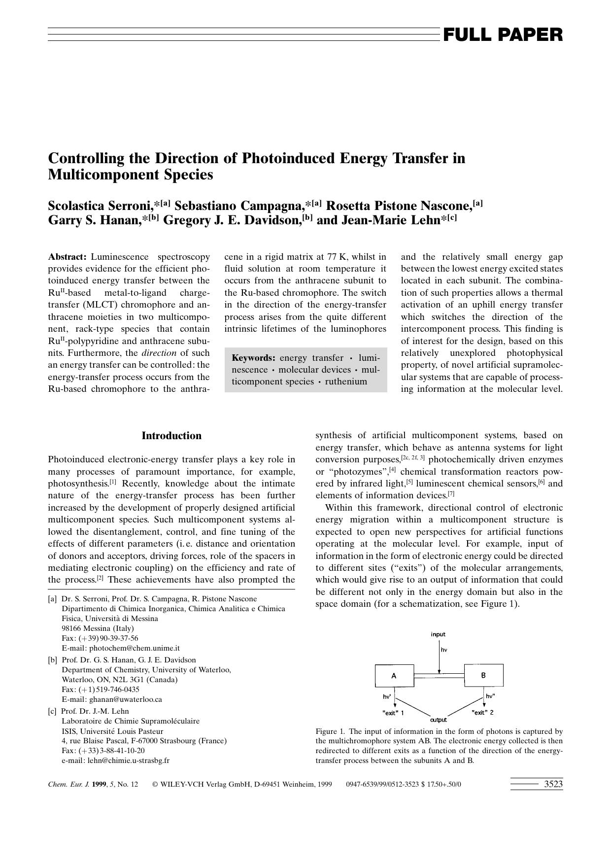 Controlling the Direction of Photoinduced Energy Transfer in Multicomponent Species by Unknown