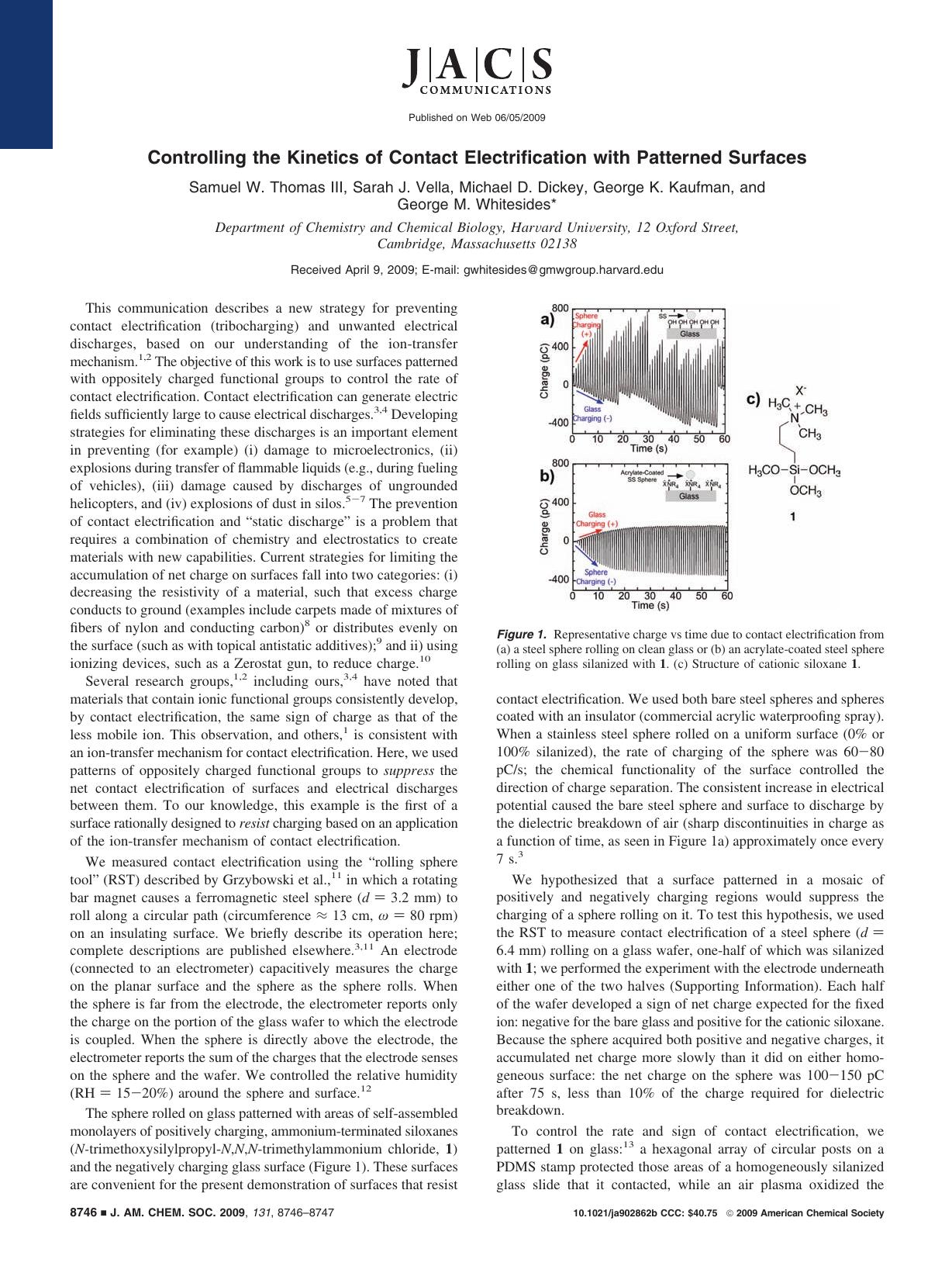Controlling the Kinetics of Contact Electrification with Patterned Surfaces by unknow