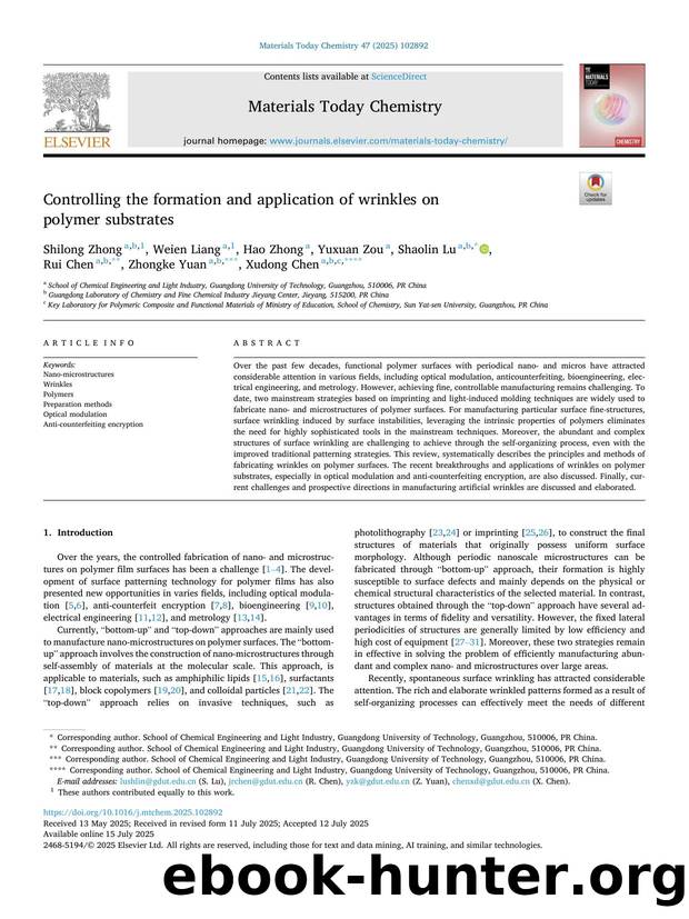 Controlling the formation and application of wrinkles on polymer substrates by unknow