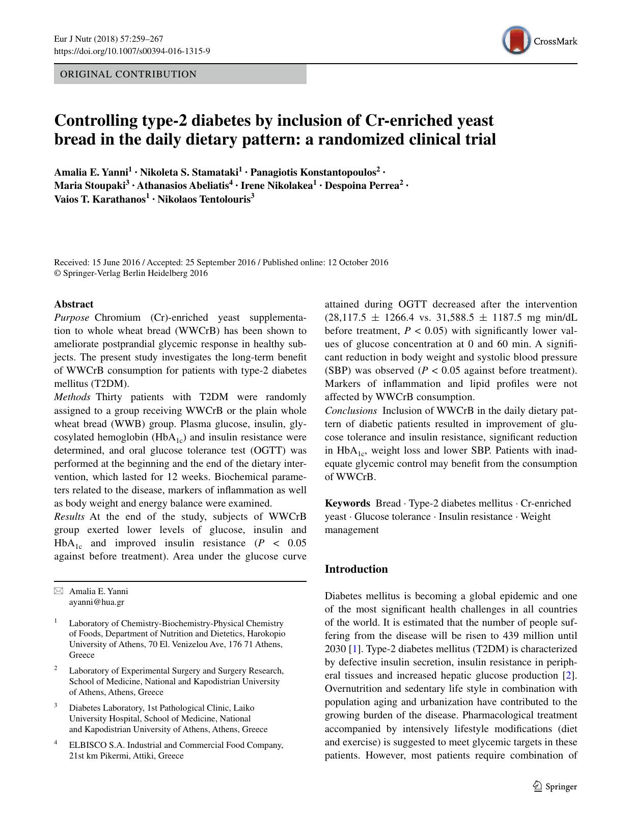Controlling type-2 diabetes by inclusion of Cr-enriched yeast bread in the daily dietary pattern: a randomized clinical trial by unknow