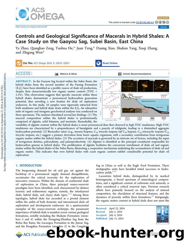 Controls and Geological Significance of Macerals in Hybrid Shales: A Case Study on the Gaoyou Sag, Subei Basin, East China by Ya Zhao Qianghao Zeng Taohua He Juan Teng Daxing Xiao Shukun Yang Xiaqi Zhang & Zhigang Wen