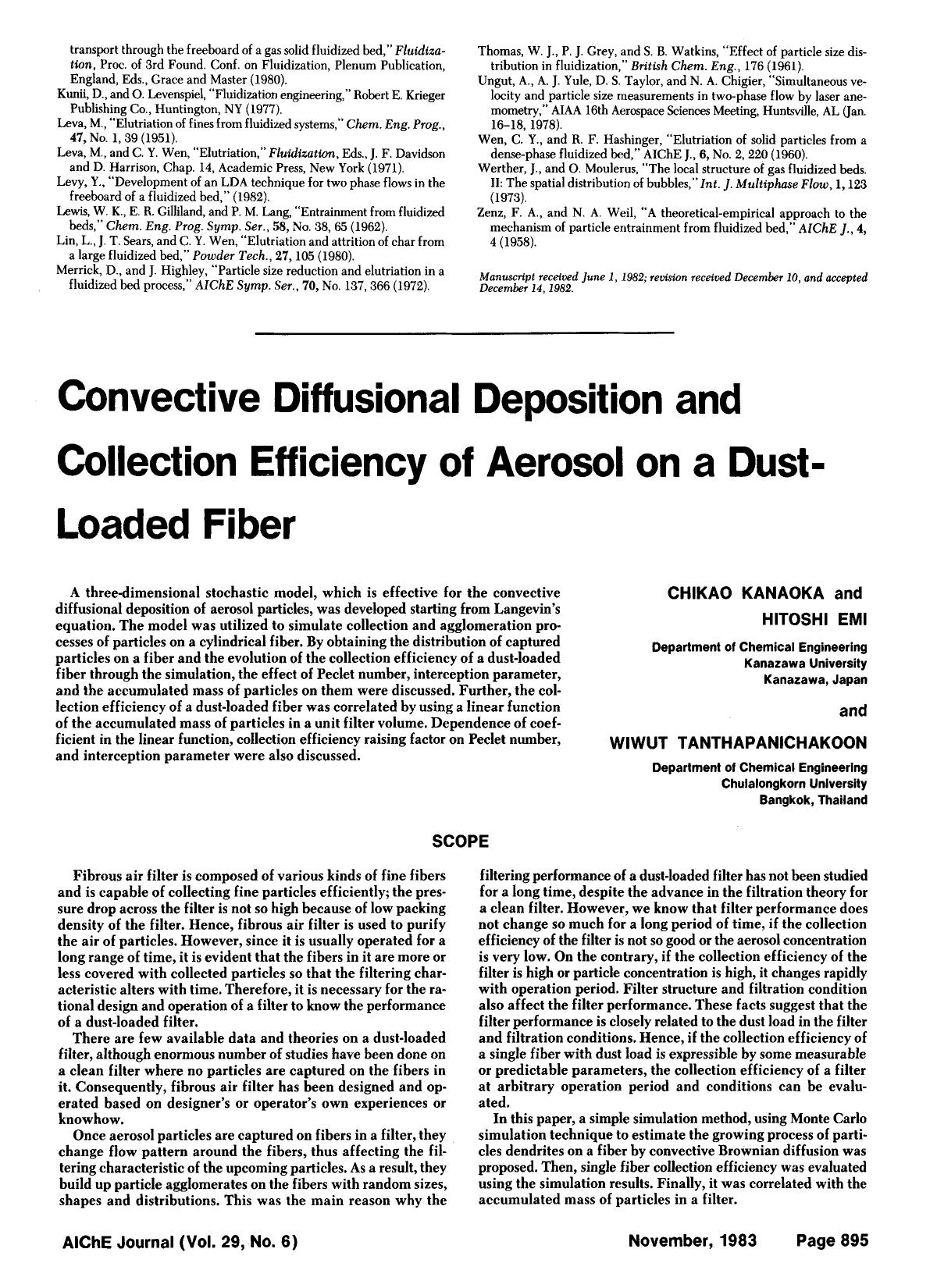 Convective diffusional deposition and collection efficiency of aerosol on a dust-loaded fiber by Unknown