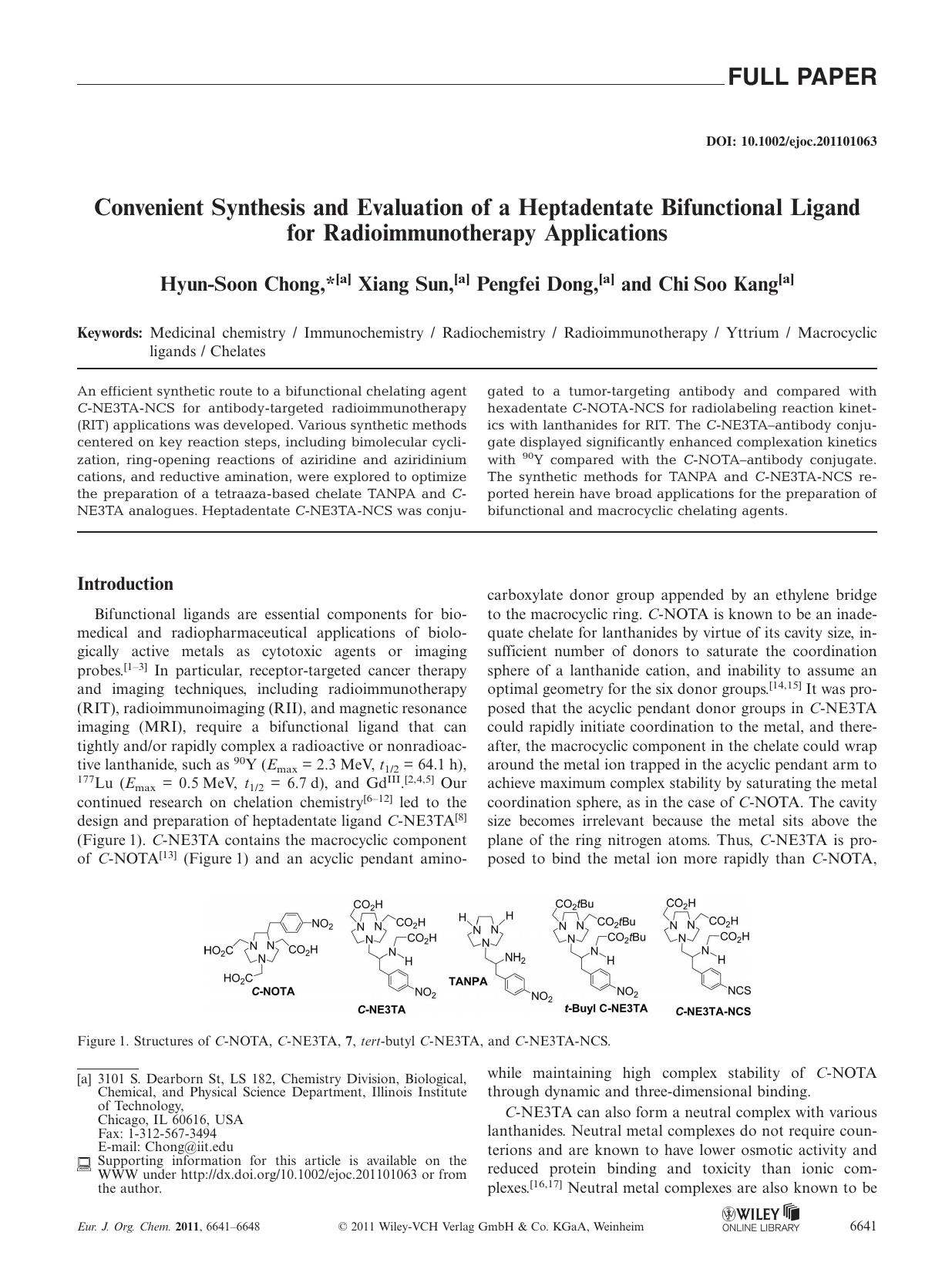 Convenient Synthesis and Evaluation of a Heptadentate Bifunctional Ligand for Radioimmunotherapy Applications by Unknown
