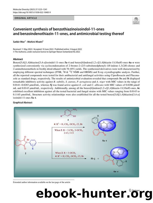 Convenient synthesis of benzothiazinoisoindol-11-ones and benzoindenothiazin-11-ones, and antimicrobial testing thereof by Satbir Mor & Mohini Khatri