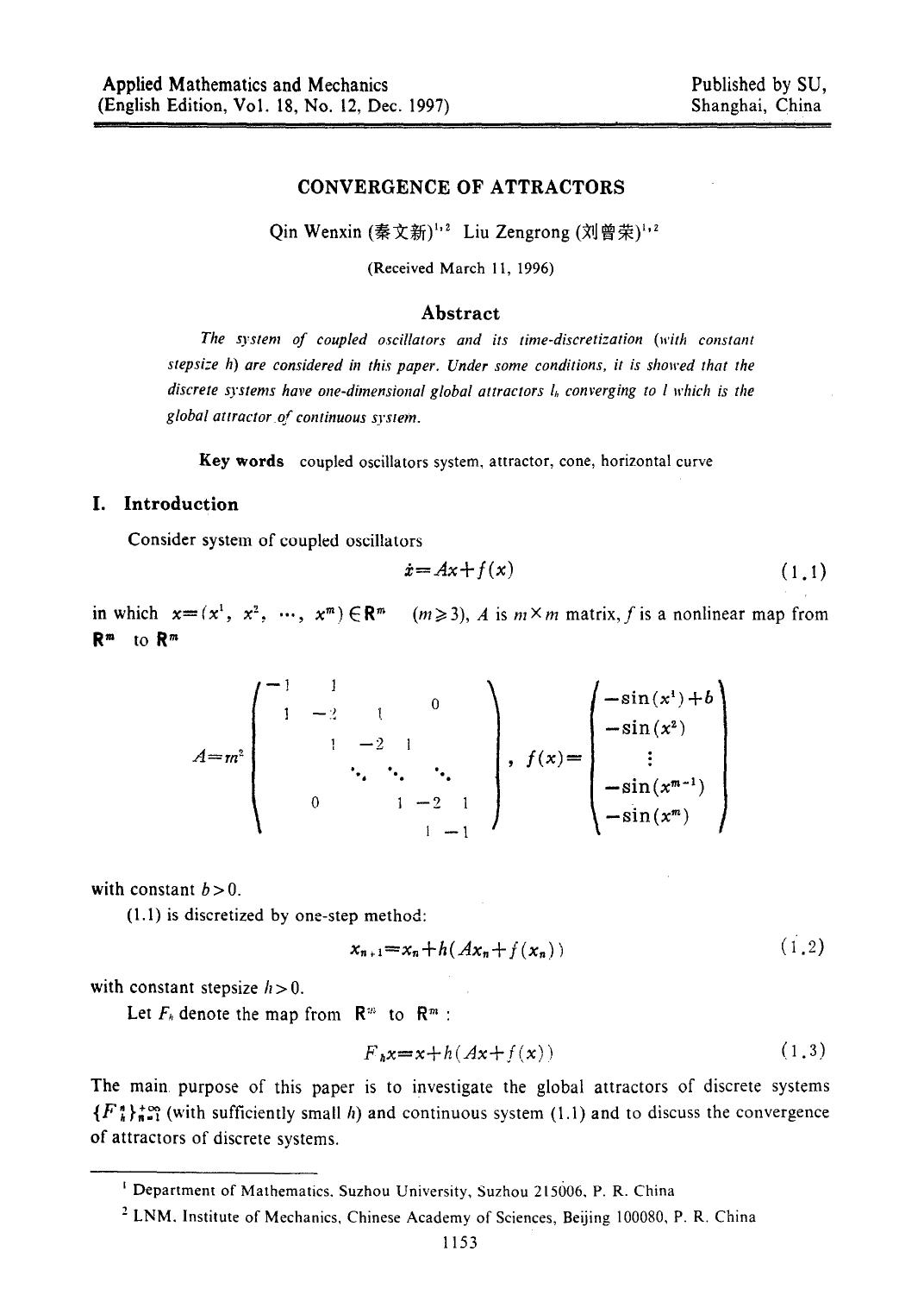 Convergence of attractors by Unknown