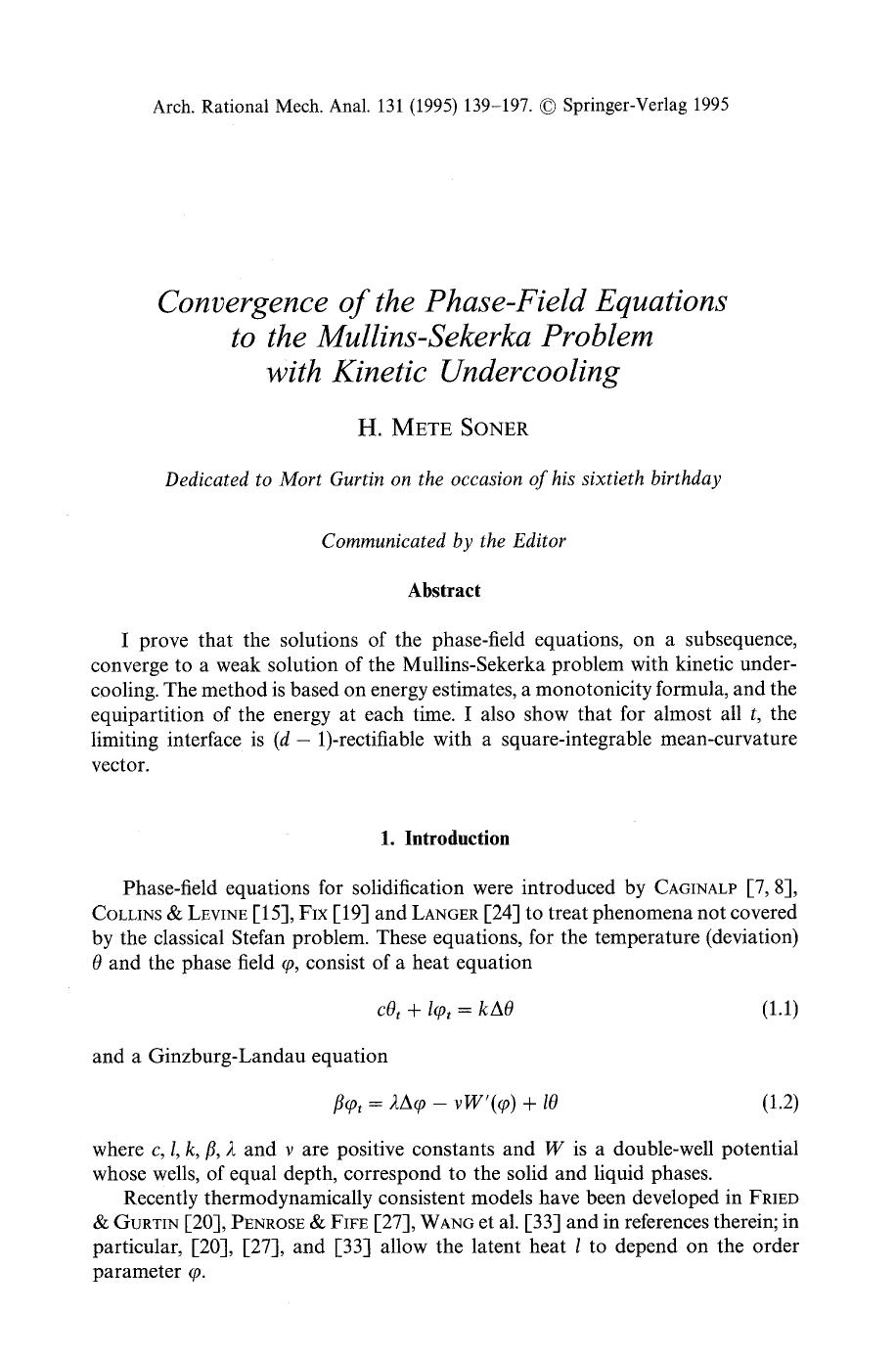 Convergence of the phase-field equations to the mullins-sekerka problem with kinetic undercooling by Unknown