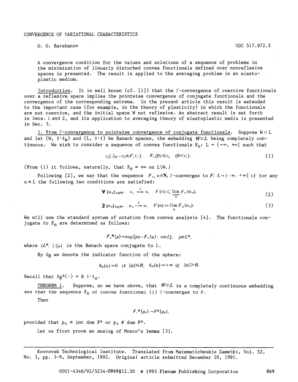 Convergence of variational characteristics by Unknown