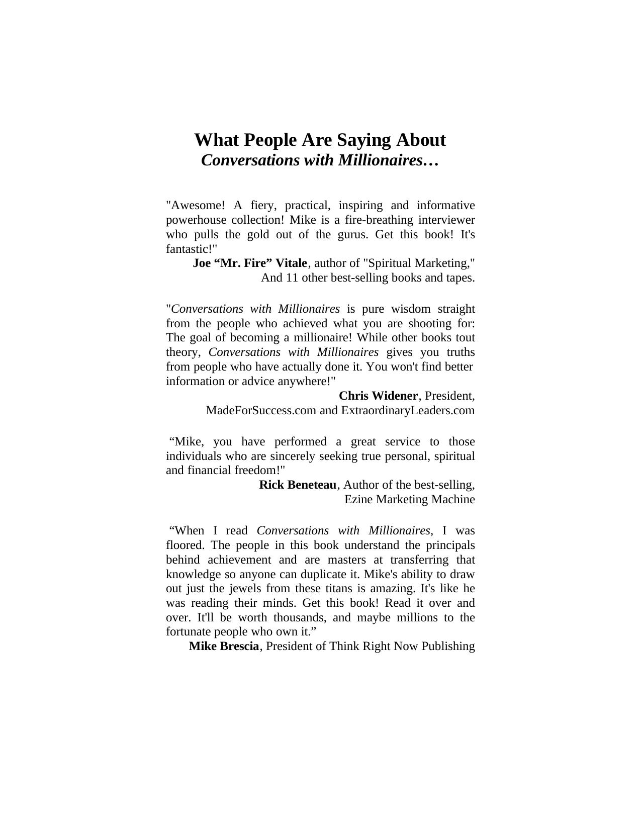 Conversations with Millionaires: What Millionaires Do to Get Rich, That You Never Learned About in School! by Mike Litman Jason Oman Robert Allen