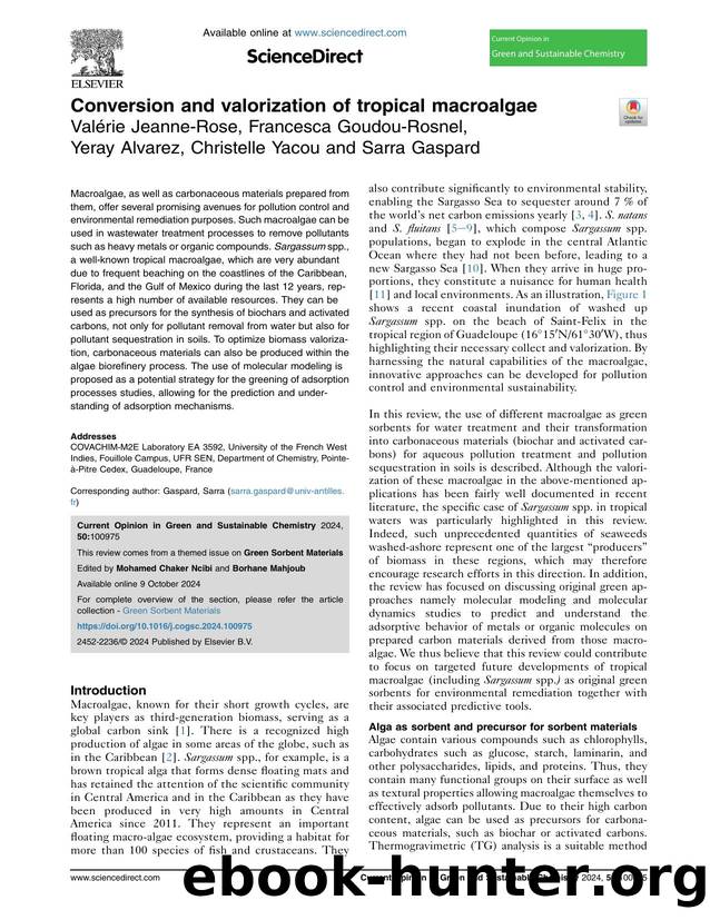 Conversion and valorization of tropical macroalgae by Valérie Jeanne-Rose & Francesca Goudou-Rosnel & Yeray Alvarez & Christelle Yacou & Sarra Gaspard