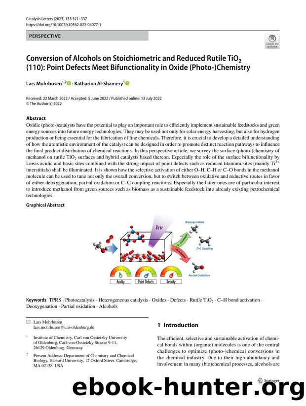 Conversion of Alcohols on Stoichiometric and Reduced Rutile TiO2 (110): Point Defects Meet Bifunctionality in Oxide (Photo-)Chemistry by Lars Mohrhusen & Katharina Al-Shamery