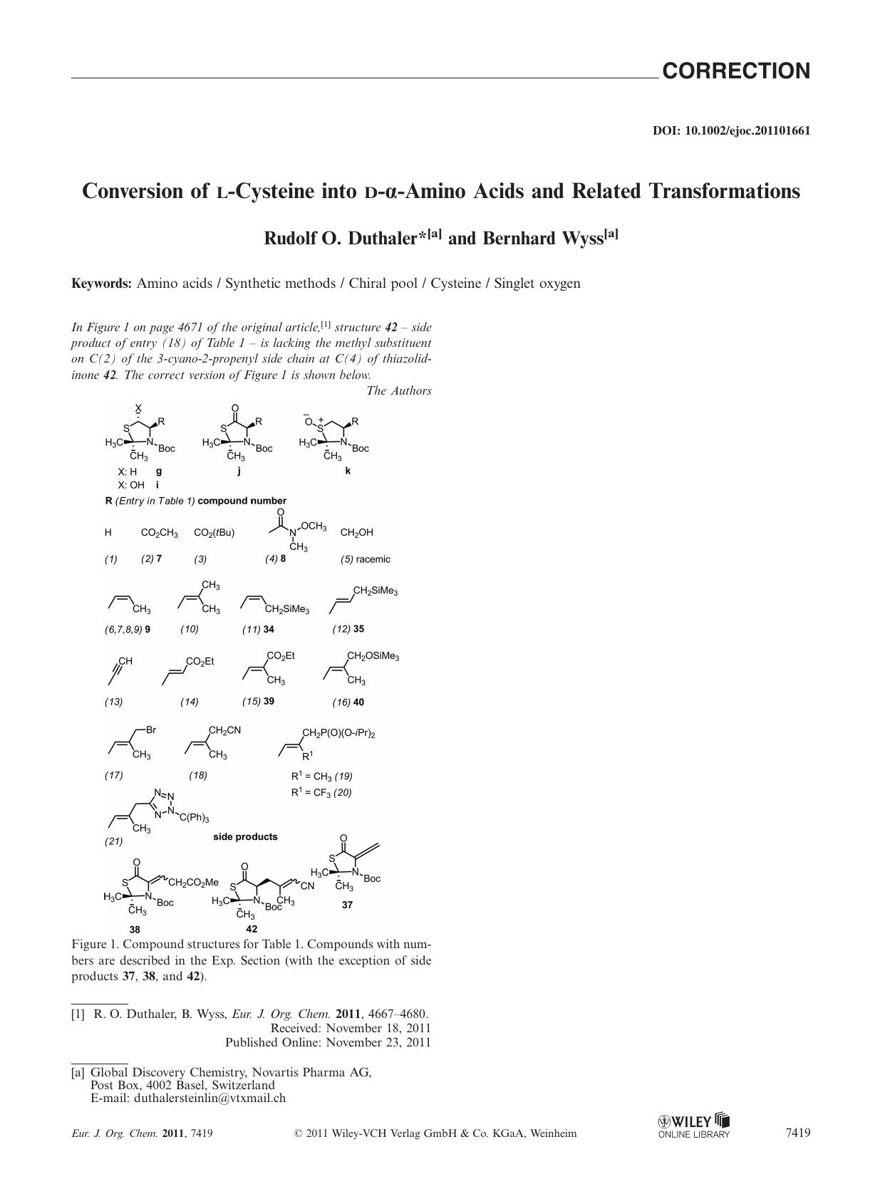 Conversion of LCysteine into DAmino Acids and Related Transformations by Unknown