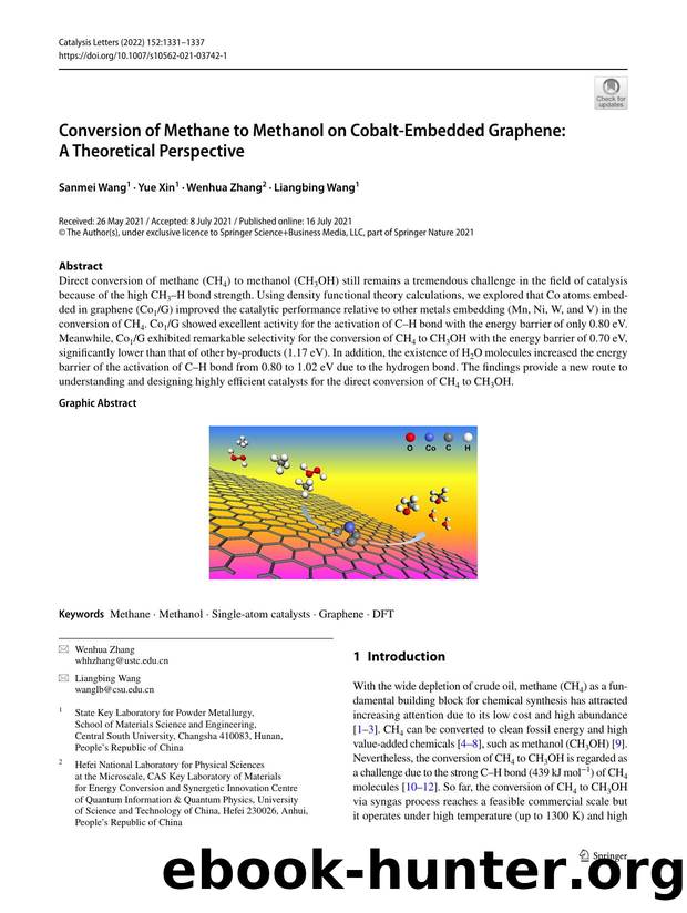 Conversion of Methane to Methanol on Cobalt-Embedded Graphene: A Theoretical Perspective by Sanmei Wang & Yue Xin & Wenhua Zhang & Liangbing Wang