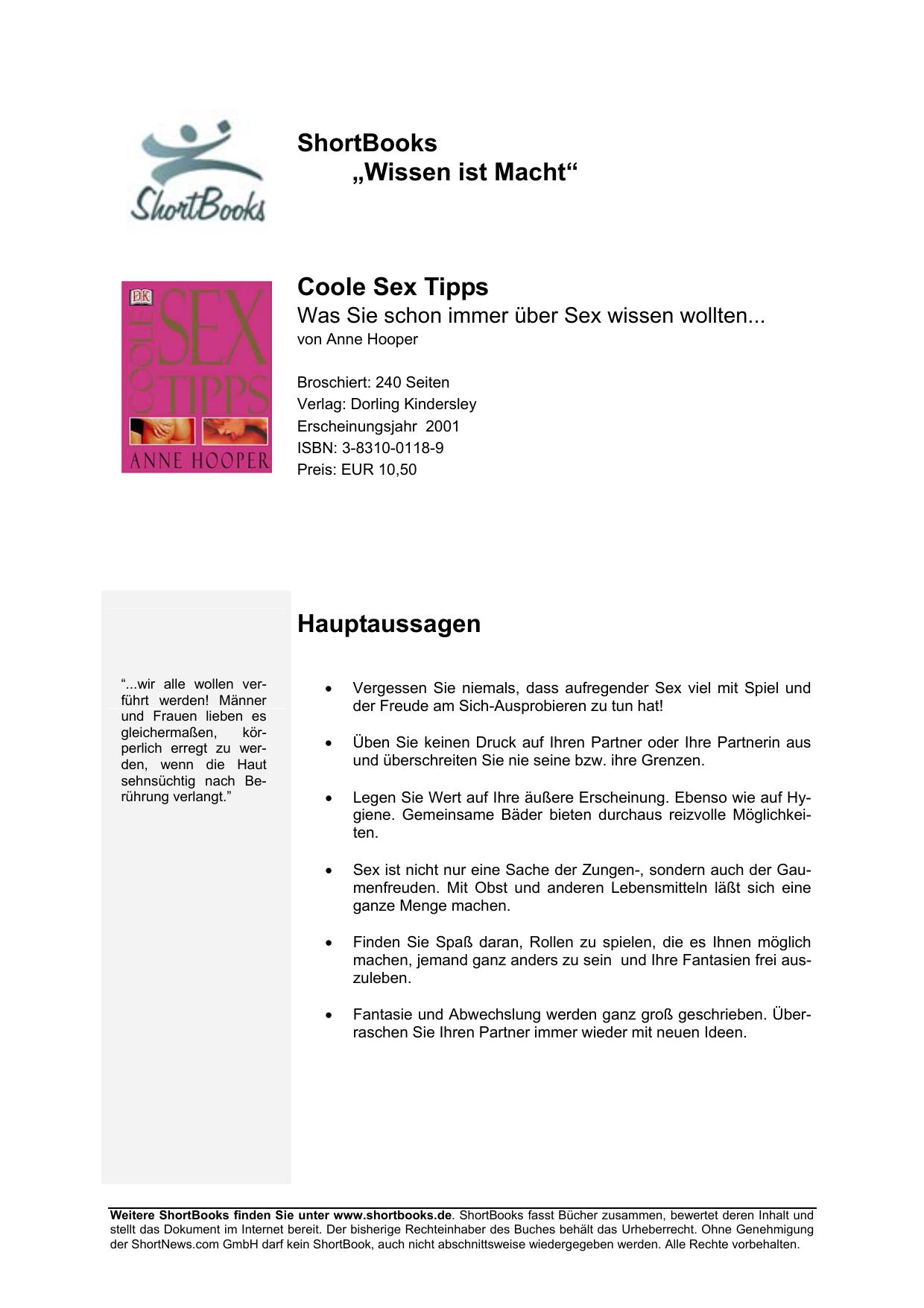 Coole Sex Tipps by Anne; Broeker Reinhard
