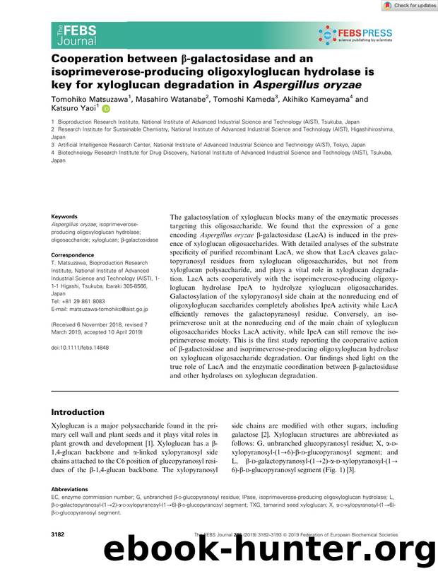 Cooperation between Î²âgalactosidase and an isoprimeveroseâproducing oligoxyloglucan hydrolase is key for xyloglucan degradation in AspergillusÂ oryzae by Unknown