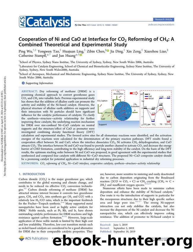 Cooperation of Ni and CaO at Interface for CO2 Reforming of CH4: A Combined Theoretical and Experimental Study by unknow