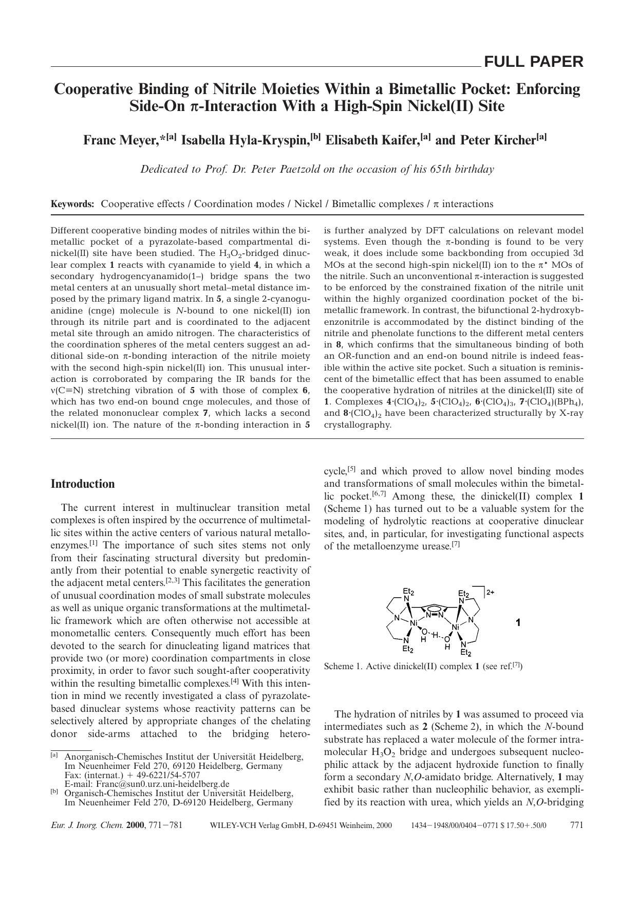 Cooperative Binding of Nitrile Moieties Within a Bimetallic Pocket: Enforcing Side-On [pgr]-Interaction With a High-Spin Nickel(II) Site by Unknown