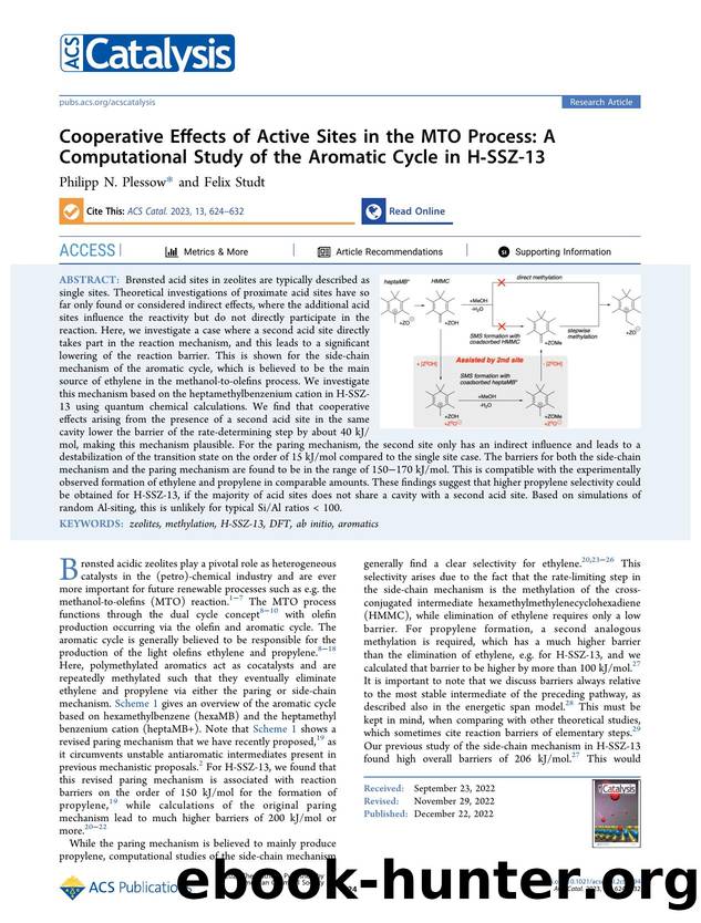 Cooperative Effects of Active Sites in the MTO Process: A Computational Study of the Aromatic Cycle in H-SSZ-13 by Philipp N. Plessow and Felix Studt
