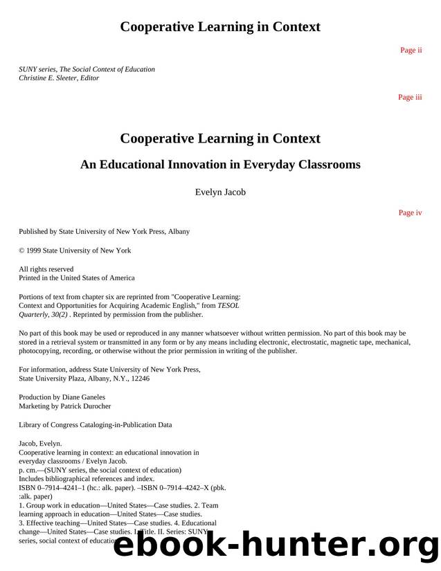 Cooperative Learning in Context : An Educational Innovation in Everyday Classrooms by Evelyn Jacob