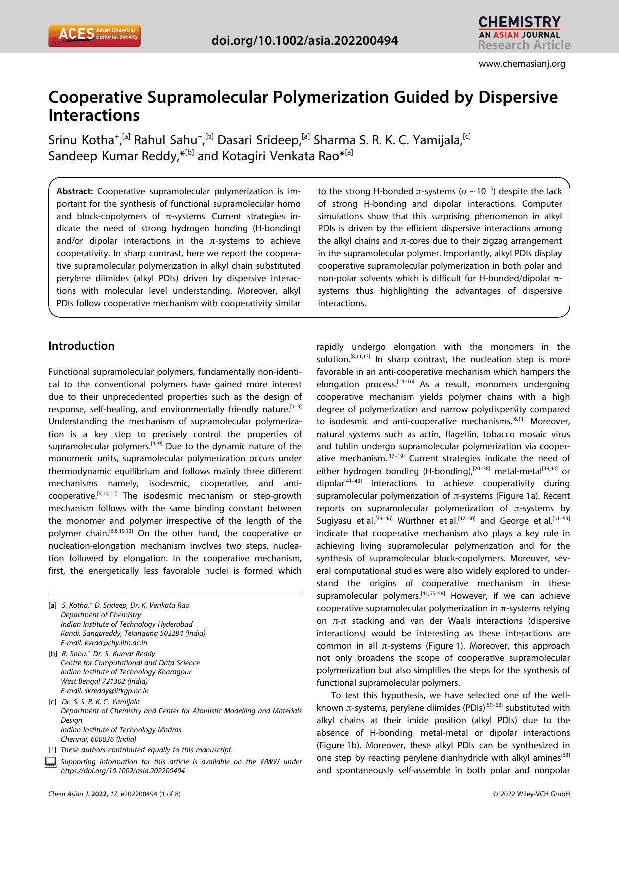 Cooperative Supramolecular Polymerization Guided by Dispersive Interactions by Unknown