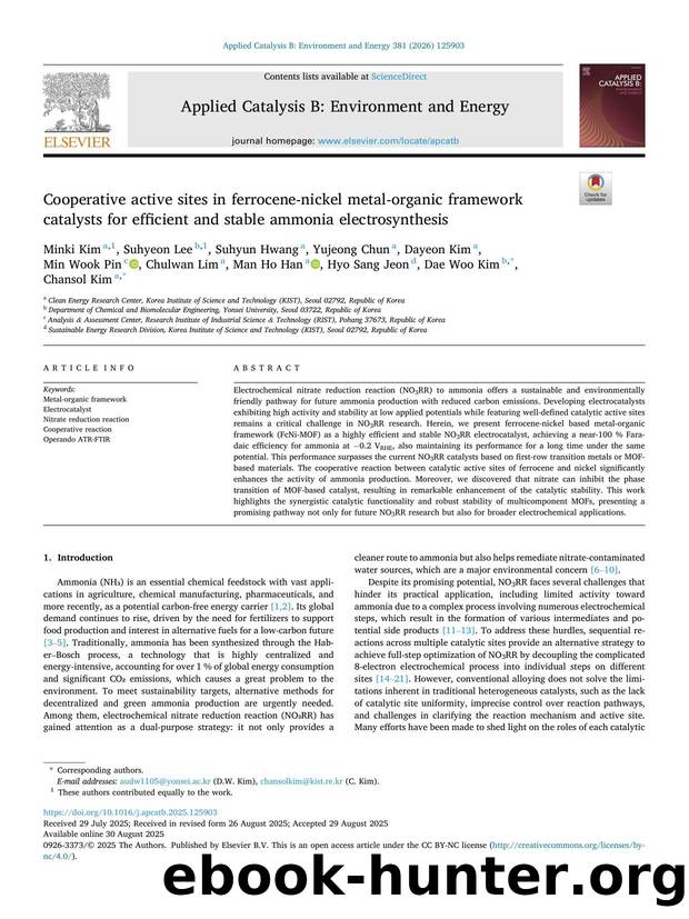 Cooperative active sites in ferrocene-nickel metal-organic framework catalysts for efficient and stable ammonia electrosynthesis by unknow