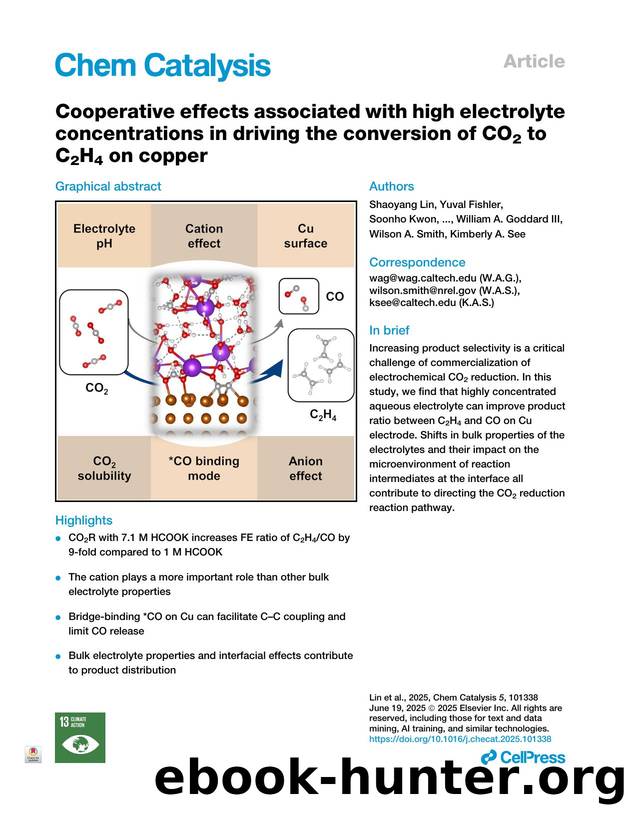 Cooperative effects associated with high electrolyte concentrations in driving the conversion of CO2 to C2H4 on copper by unknow