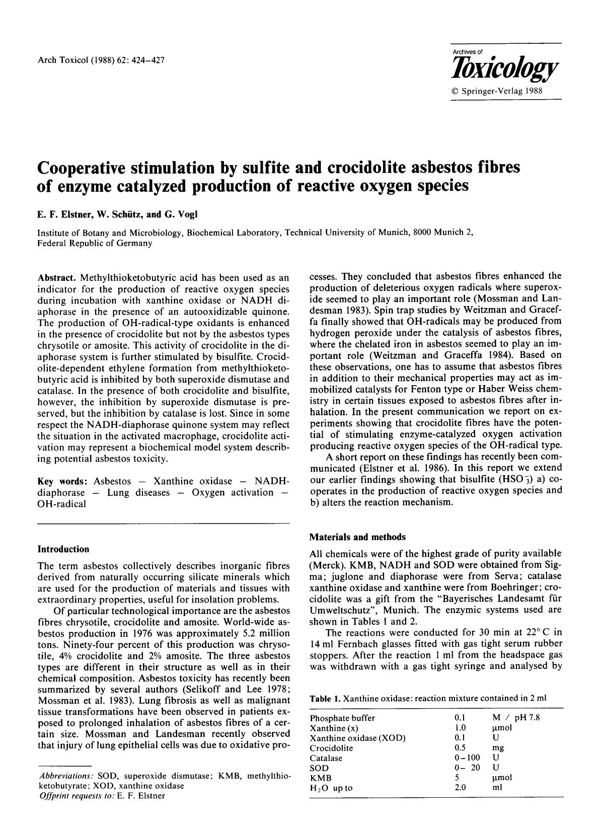 Cooperative stimulation by sulfite and crocidolite asbestos fibres of enzyme catalyzed production of reactive oxygen species by Unknown