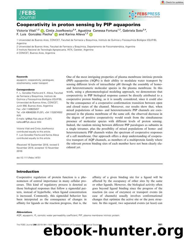 Cooperativity in proton sensing by PIP aquaporins by Unknown