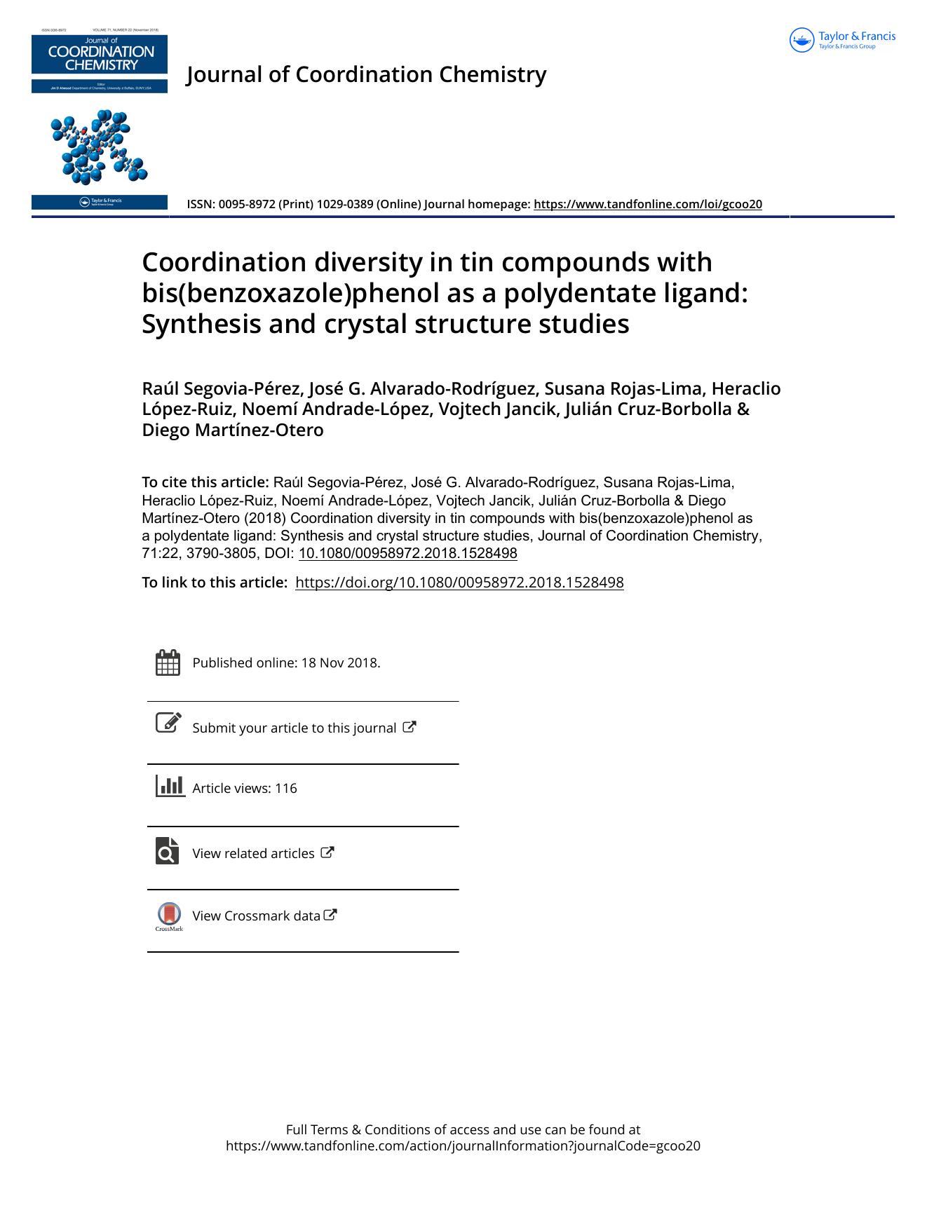 Coordination diversity in tin compounds with bis(benzoxazole)phenol as a polydentate ligand: Synthesis and crystal structure studies by unknow