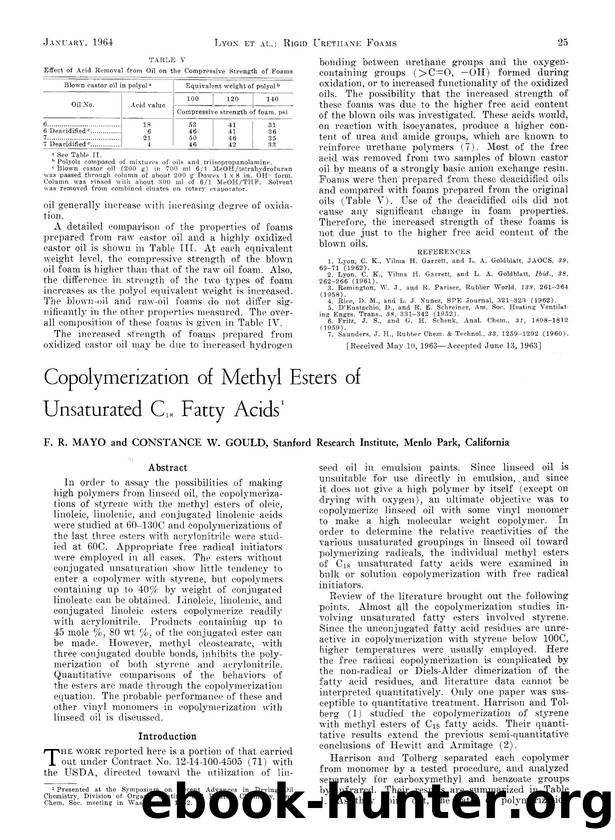 Copolymerization of methyl esters of unsaturated C <Subscript>18 <Subscript> fatty acids by Unknown