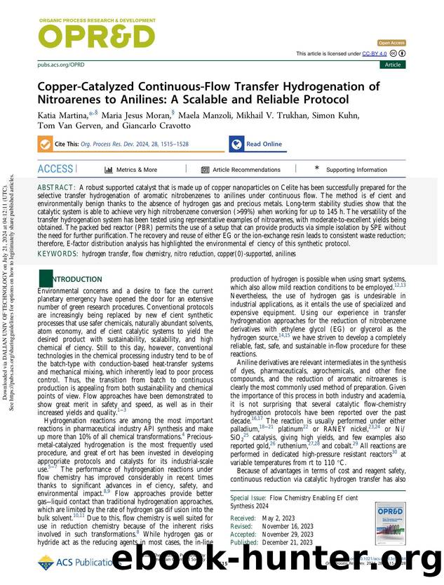 Copper-Catalyzed Continuous-Flow Transfer Hydrogenation of Nitroarenes to Anilines: A Scalable and Reliable Protocol by unknow